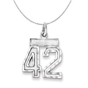 Silver, Varsity Collection, Small D/C Number 42 Necklace - 18 In